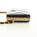 CHANEL Matelasse Chain Shoulder Pouch Patent leather Black CC Auth 190043SAM-3