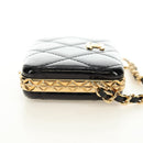 CHANEL Matelasse Chain Shoulder Pouch Patent leather Black CC Auth 190043SAM-4