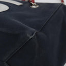 CHANEL Choco Bar Chain Shoulder Tote Bag Canvas Navy Silver CC Auth 190045A-12