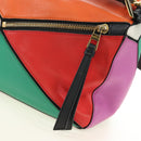 LOEWE Anagram Puzzle Bag Small Bag Leather 2way Multicolor Gold Auth 190046M-20