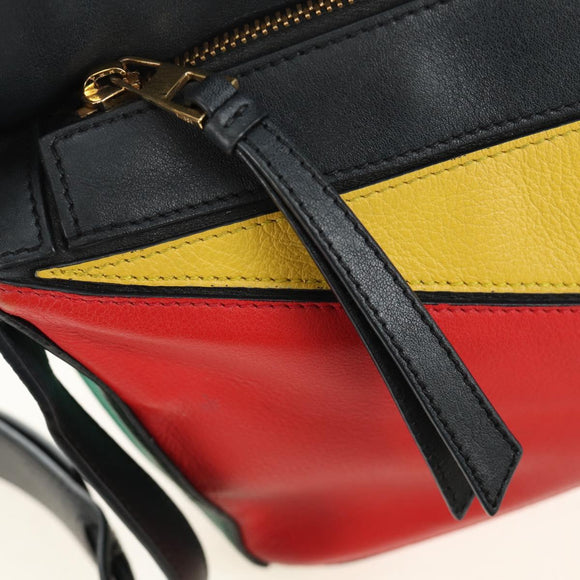 LOEWE Anagram Puzzle Bag Small Bag Leather 2way Multicolor Gold Auth 190046M