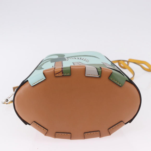 LOEWE Hand Bag Leather 2way KEN PRICE Yellow Silver Auth 190054SM
