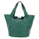 HERMES Picotan Lock GM Hand Bag Taurillon Clemence Green Silver Auth 190070SAM-2