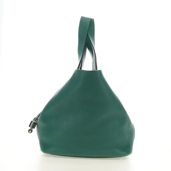 HERMES Picotan Lock GM Hand Bag Taurillon Clemence Green Silver Auth 190070SAM
