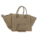CELINE Luggage Small Square Phantom Hand Bag Leather Beige Auth 190074M-1