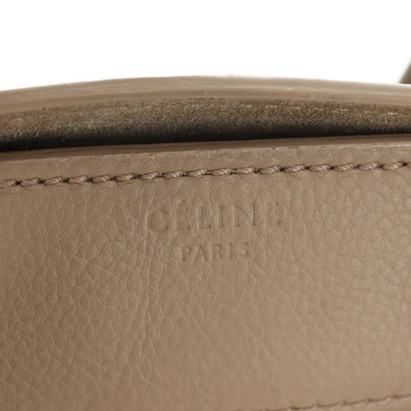 CELINE Luggage Small Square Phantom Hand Bag Leather Beige Auth 190074M