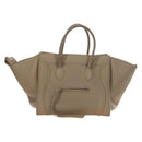 CELINE Luggage Small Square Phantom Hand Bag Leather Beige Auth 190074M-13