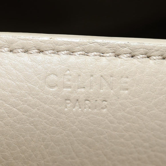 CELINE Luggage Small Square Phantom Hand Bag Leather Beige Auth 190074M