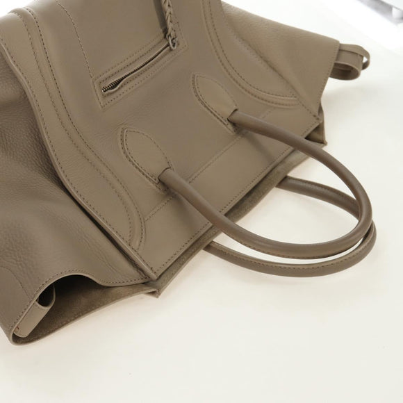 CELINE Luggage Small Square Phantom Hand Bag Leather Beige Auth 190074M