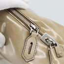 PRADA Hand Bag Patent Leather Beige Silver Auth 190075A-18