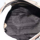 PRADA Hand Bag Patent Leather Beige Silver Auth 190075A-11