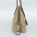 PRADA Hand Bag Patent Leather Beige Silver Auth 190075A-3