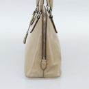 PRADA Hand Bag Patent Leather Beige Silver Auth 190075A-5