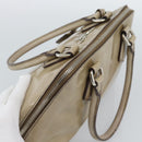 PRADA Hand Bag Patent Leather Beige Silver Auth 190075A-6