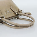 PRADA Hand Bag Patent Leather Beige Silver Auth 190075A-7