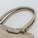 PRADA Hand Bag Patent Leather Beige Silver Auth 190075A-8