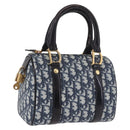Christian Dior Trotter Canvas Hand Bag PVC Navy Gold Auth 190076SAV-1