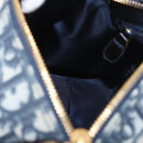 Christian Dior Trotter Canvas Hand Bag PVC Navy Gold Auth 190076SAV-19
