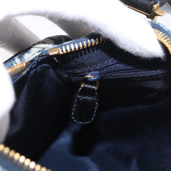 Christian Dior Trotter Canvas Hand Bag PVC Navy Gold Auth 190076SAV
