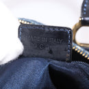 Christian Dior Trotter Canvas Hand Bag PVC Navy Gold Auth 190076SAV-22