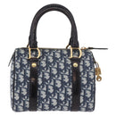 Christian Dior Trotter Canvas Hand Bag PVC Navy Gold Auth 190076SAV-3