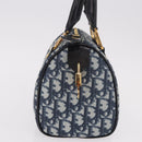 Christian Dior Trotter Canvas Hand Bag PVC Navy Gold Auth 190076SAV-5