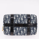 Christian Dior Trotter Canvas Hand Bag PVC Navy Gold Auth 190076SAV-9