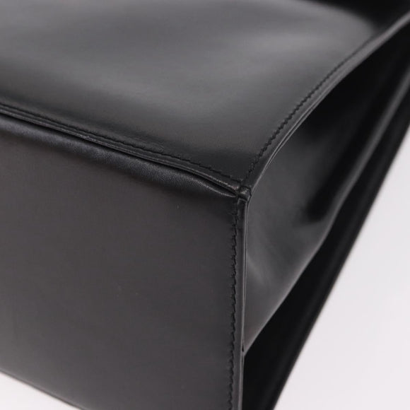 Salvatore Ferragamo Gancini Hand Bag Leather 2way Black Gold Auth 190078