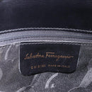 Salvatore Ferragamo Gancini Hand Bag Leather 2way Black Gold Auth 190078-16