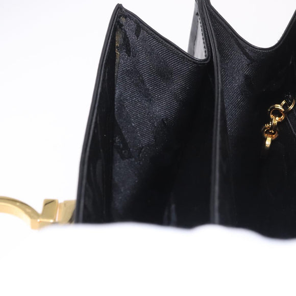 Salvatore Ferragamo Gancini Hand Bag Leather 2way Black Gold Auth 190078