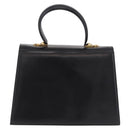 Salvatore Ferragamo Gancini Hand Bag Leather 2way Black Gold Auth 190078-3