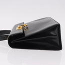 Salvatore Ferragamo Gancini Hand Bag Leather 2way Black Gold Auth 190078-5
