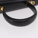Salvatore Ferragamo Gancini Hand Bag Leather 2way Black Gold Auth 190078-7