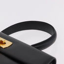 Salvatore Ferragamo Gancini Hand Bag Leather 2way Black Gold Auth 190078-8