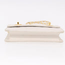 CHANEL Double Turn Lock Matelasse Chain Bag Lamb Skin White CC Auth 190079SAV-5