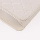 CHANEL Double Turn Lock Matelasse Chain Bag Lamb Skin White CC Auth 190079SAV-19
