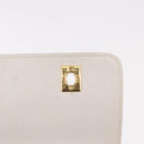 CHANEL Double Turn Lock Matelasse Chain Bag Lamb Skin White CC Auth 190079SAV-27
