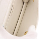 CHANEL Double Turn Lock Matelasse Chain Bag Lamb Skin White CC Auth 190079SAV-9