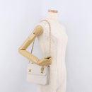 CHANEL Double Turn Lock Matelasse Chain Bag Lamb Skin White CC Auth 190079SAV-34