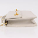 CHANEL Double Turn Lock Matelasse Chain Bag Lamb Skin White CC Auth 190079SAV-4