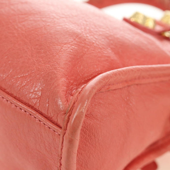 BALENCIAGA Giant Mini City Hand Bag Leather 2way Pink Gold 309544 Auth 190081SAM