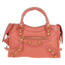 BALENCIAGA Giant Mini City Hand Bag Leather 2way Pink Gold 309544 Auth 190081SAM-13