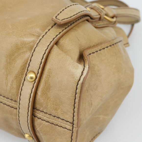 Miu Miu Hand Bag Leather Beige Gold Auth 190085SAM