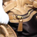Miu Miu Hand Bag Leather Beige Gold Auth 190085SAM-16