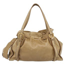 Miu Miu Hand Bag Leather Beige Gold Auth 190085SAM-2