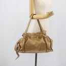 Miu Miu Hand Bag Leather Beige Gold Auth 190085SAM-23