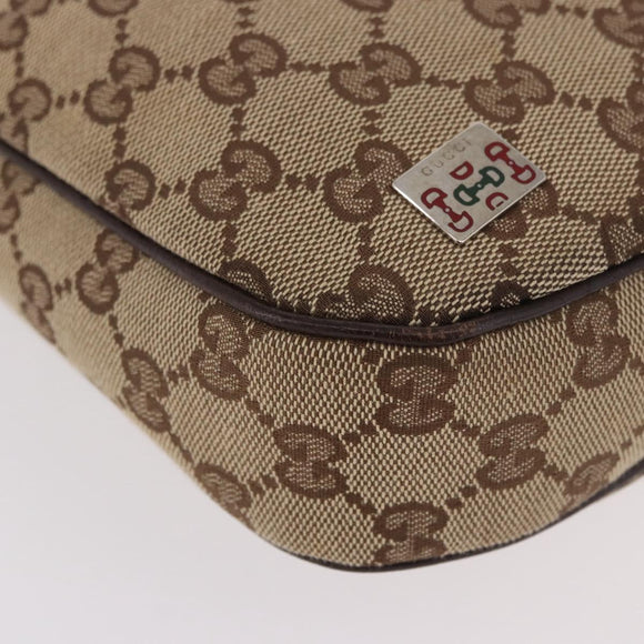 GUCCI GG Canvas Sherry Line Hand Bag Beige Silver 145811 Auth 190086V