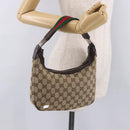 GUCCI GG Canvas Sherry Line Hand Bag Beige Silver 145811 Auth 190086V-25