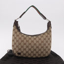 GUCCI GG Canvas Sherry Line Hand Bag Beige Silver 145811 Auth 190086V-12