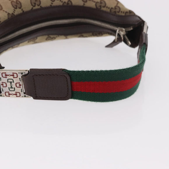 GUCCI GG Canvas Sherry Line Hand Bag Beige Silver 145811 Auth 190086V
